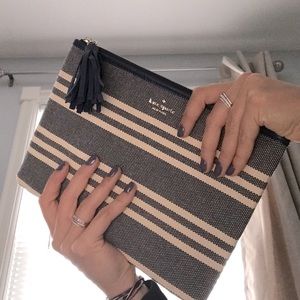 NEW Kate Spade Larchmont Ave Blue Fabric Clutch|OS